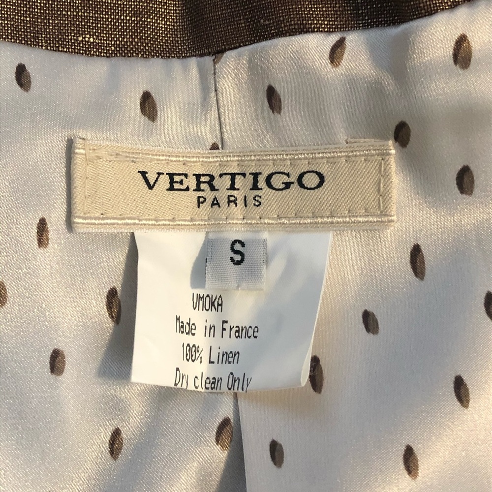 Vertigo Blazer Button Linen S Bronze Metallic EUC - Picture 4 of 6